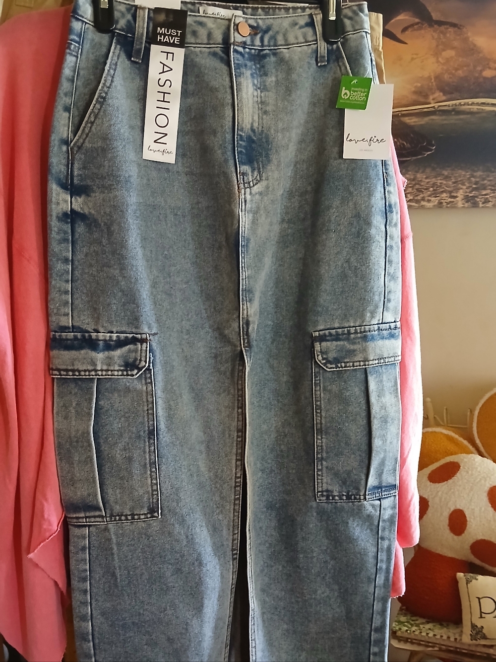 love, Fire Light Blue Denim Skirt with Tag Detail